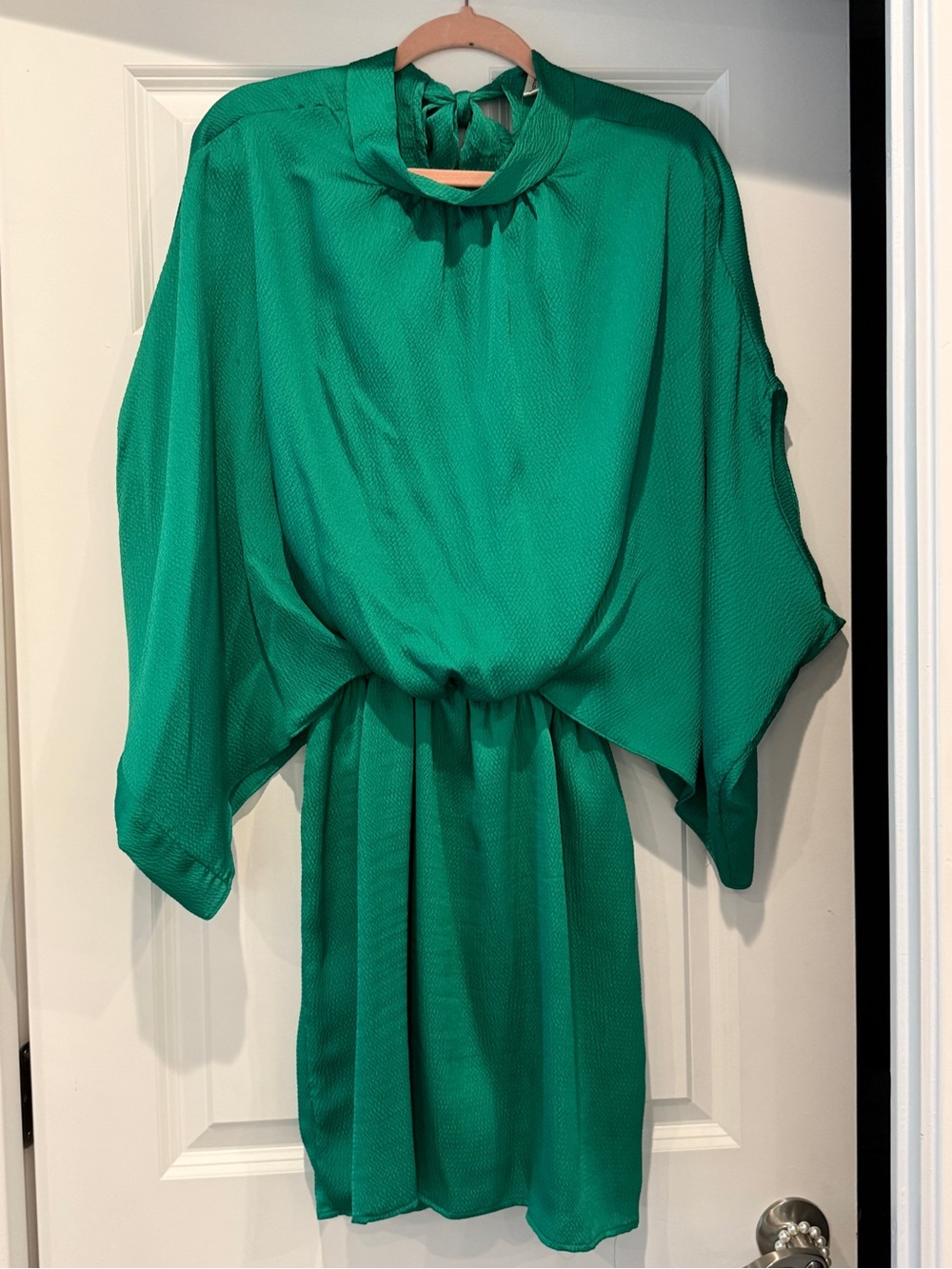 Tyche Bright Emerald Tie-Back Batwing dress